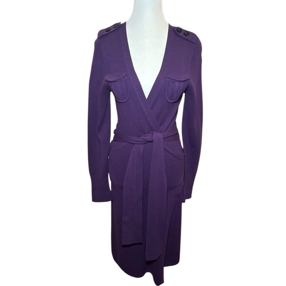 DVF Diane Von Furstenberg Grodnica Wool Cashmere Blend Wrap Dress Purple Sz S - Picture 3 of 9